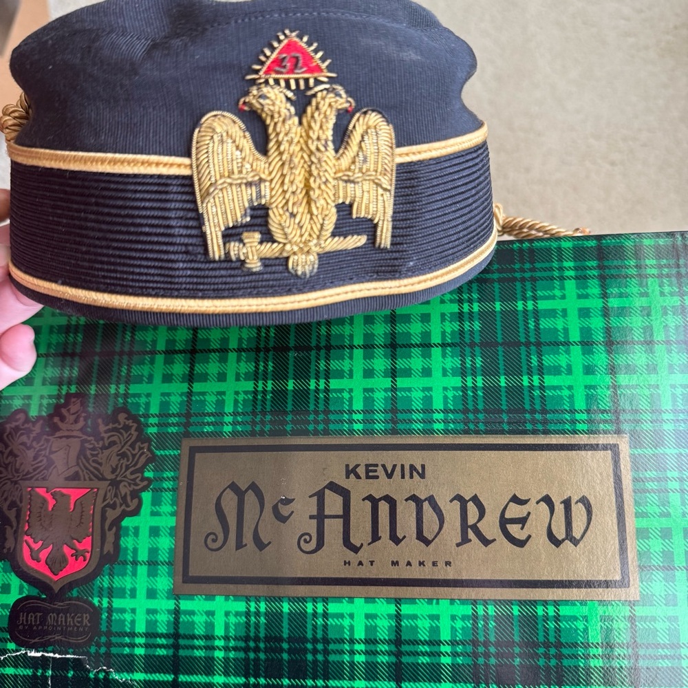 Vtg Masonic 32nd Degree Scottish Rite Mason Cap Hat Double Eagle Kevin McAndrew